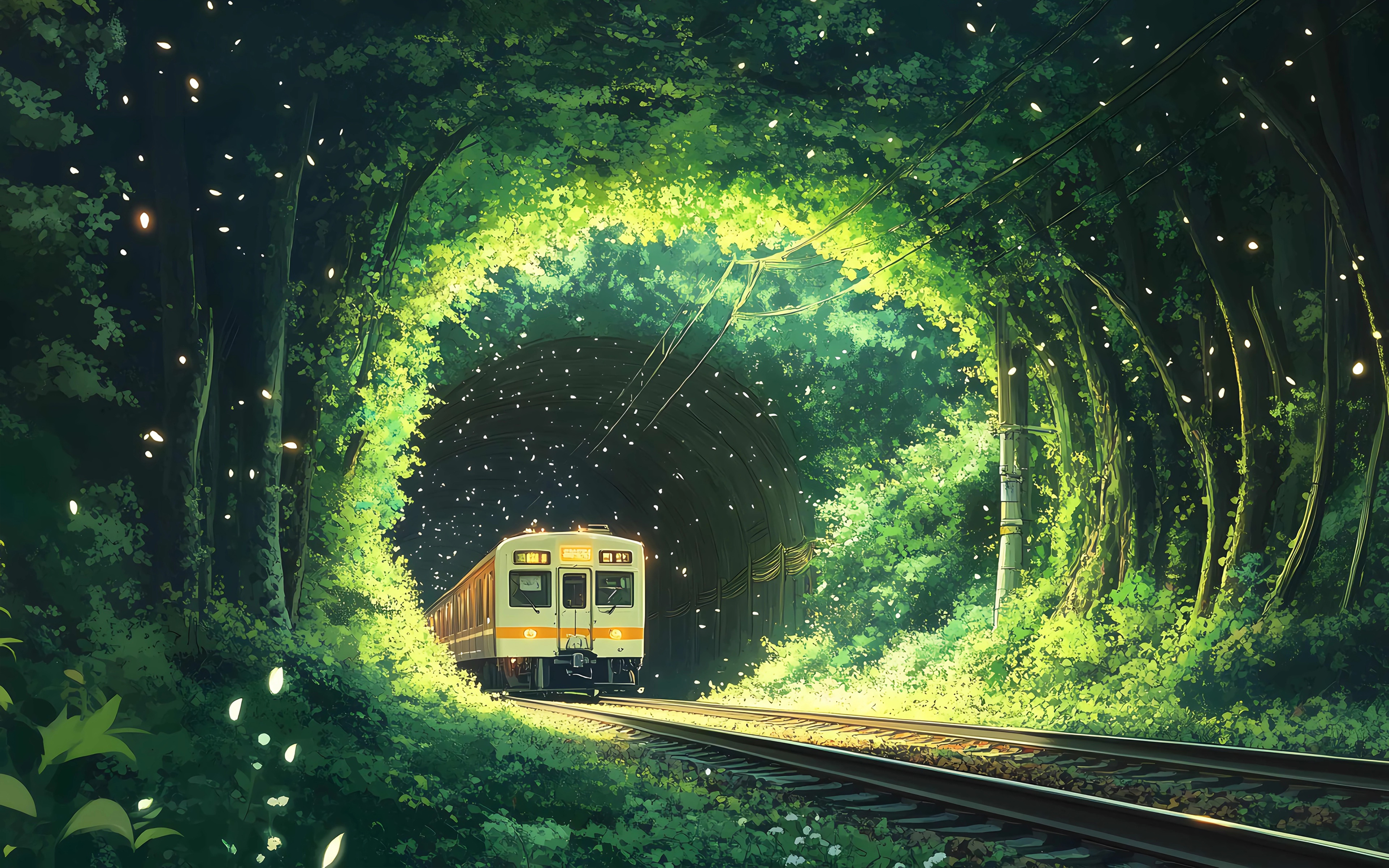 热门森林 列车 风景 高清 护眼2K 高清壁纸 2880×1800