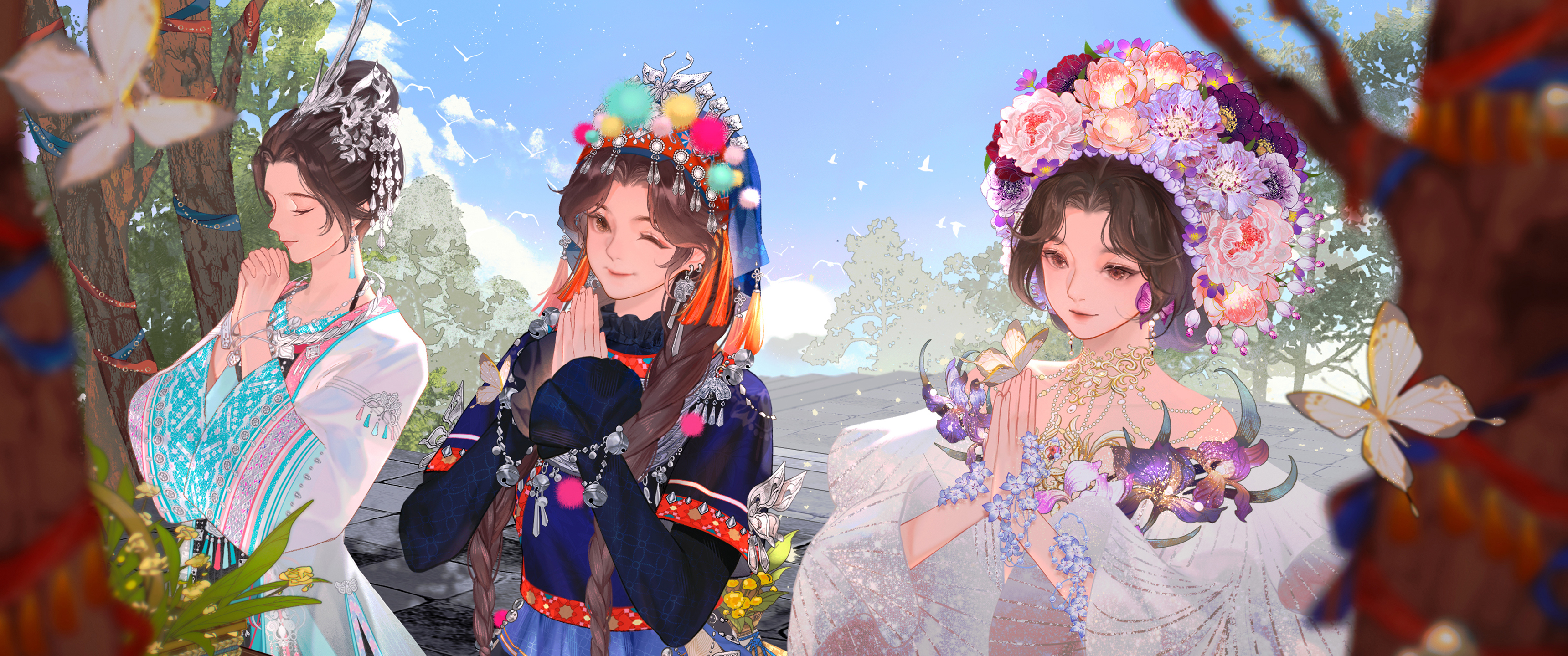 天涯 明月 刀 女孩 许愿 带鱼屏 游戏2K 4K高清壁纸 3440×1440