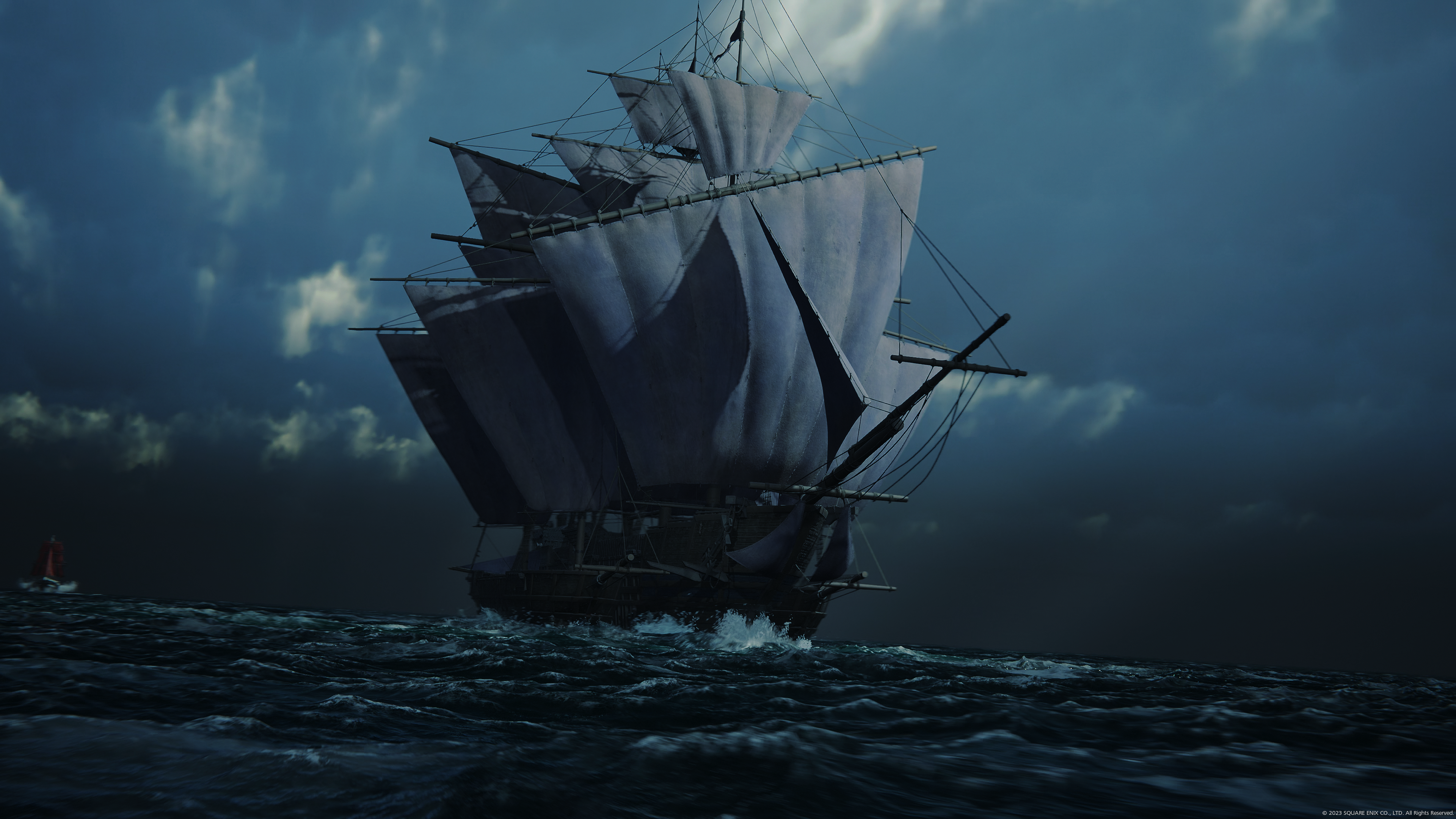 唯美最终幻想VI 最终幻想 帆船 大海 海浪 无水印壁纸 3840×2160