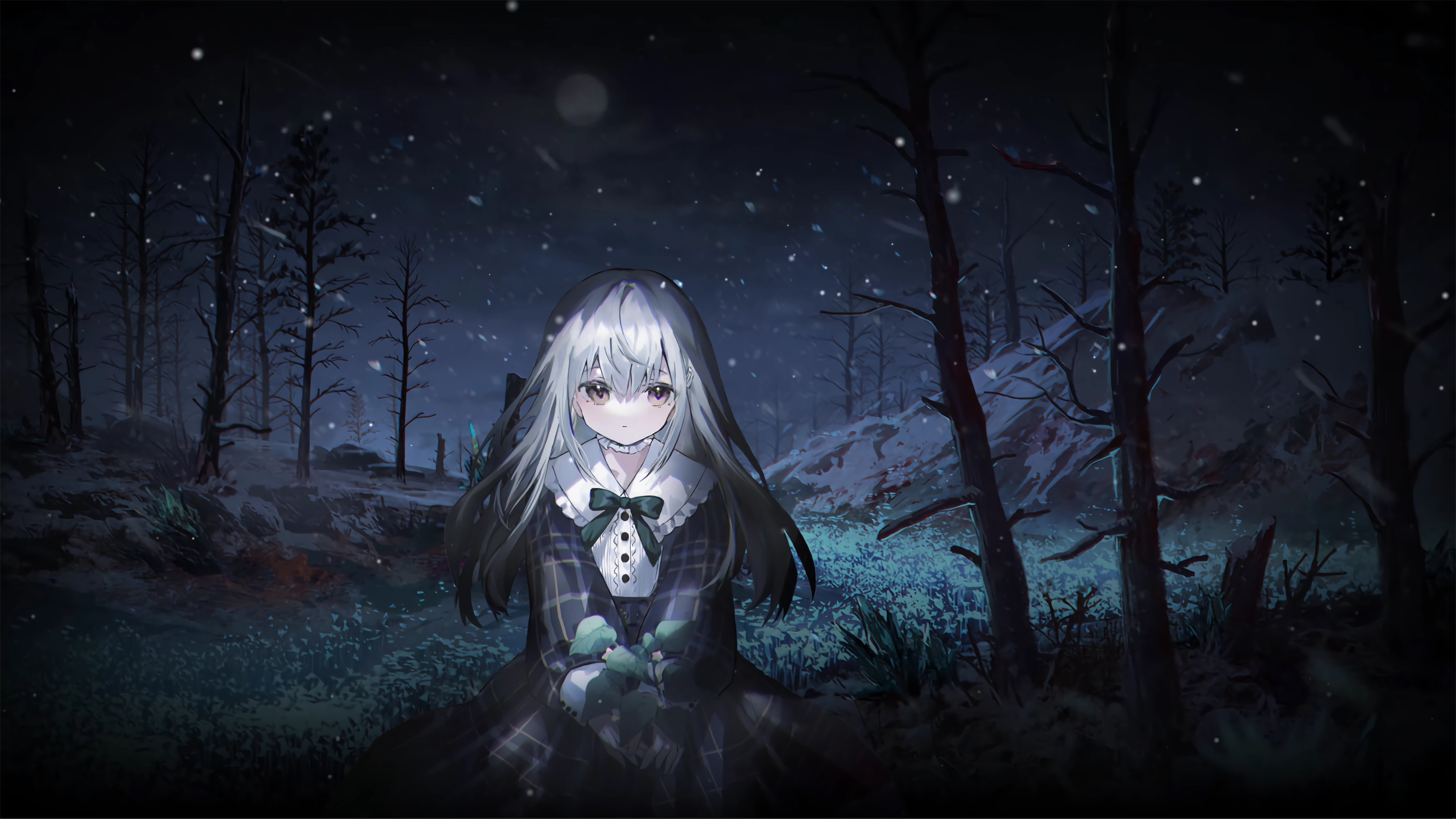 绚丽若叶睦 森林 夜晚 动漫 少女 4k 高清壁纸 3840×2160