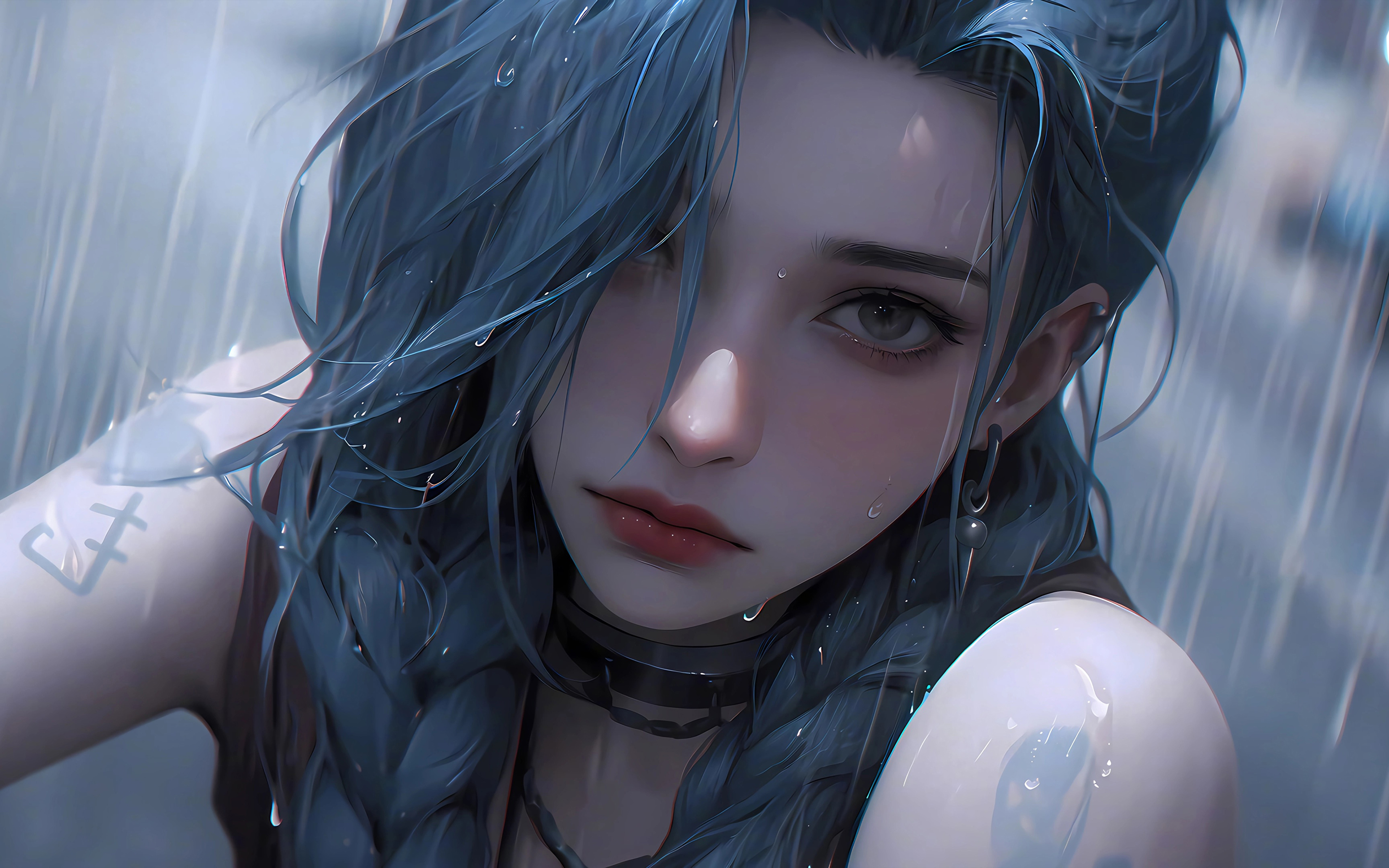 热门雨 金克丝 女孩 美女 2K 高清壁纸 2880×1800