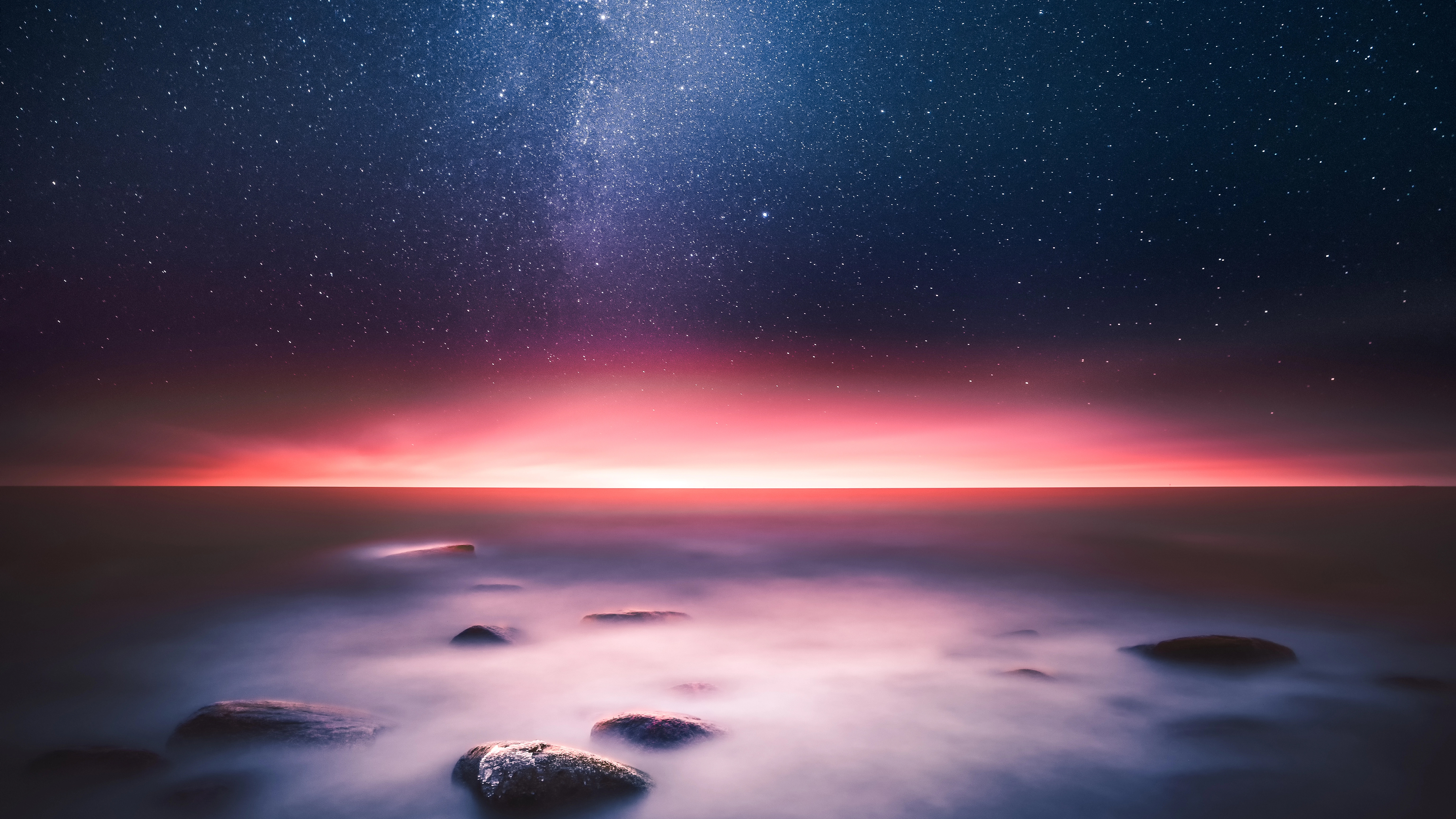 自然 风景 摄影 星星 星空 海水 岩石 天空 壁纸 4950×2785