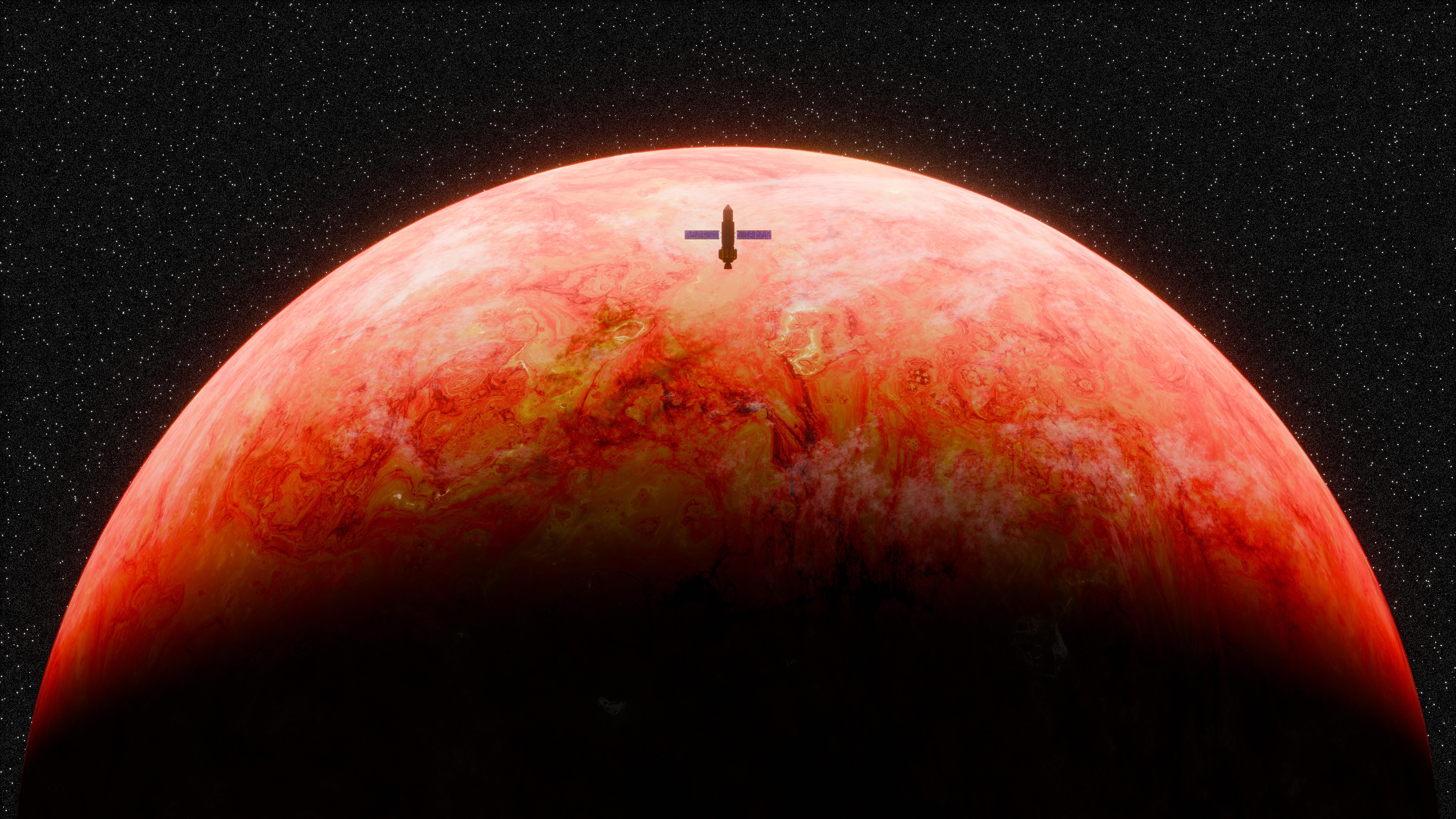 经典火星 行星 空间 星星 黑色 背景 极简主义 桌面壁纸 7680×4320