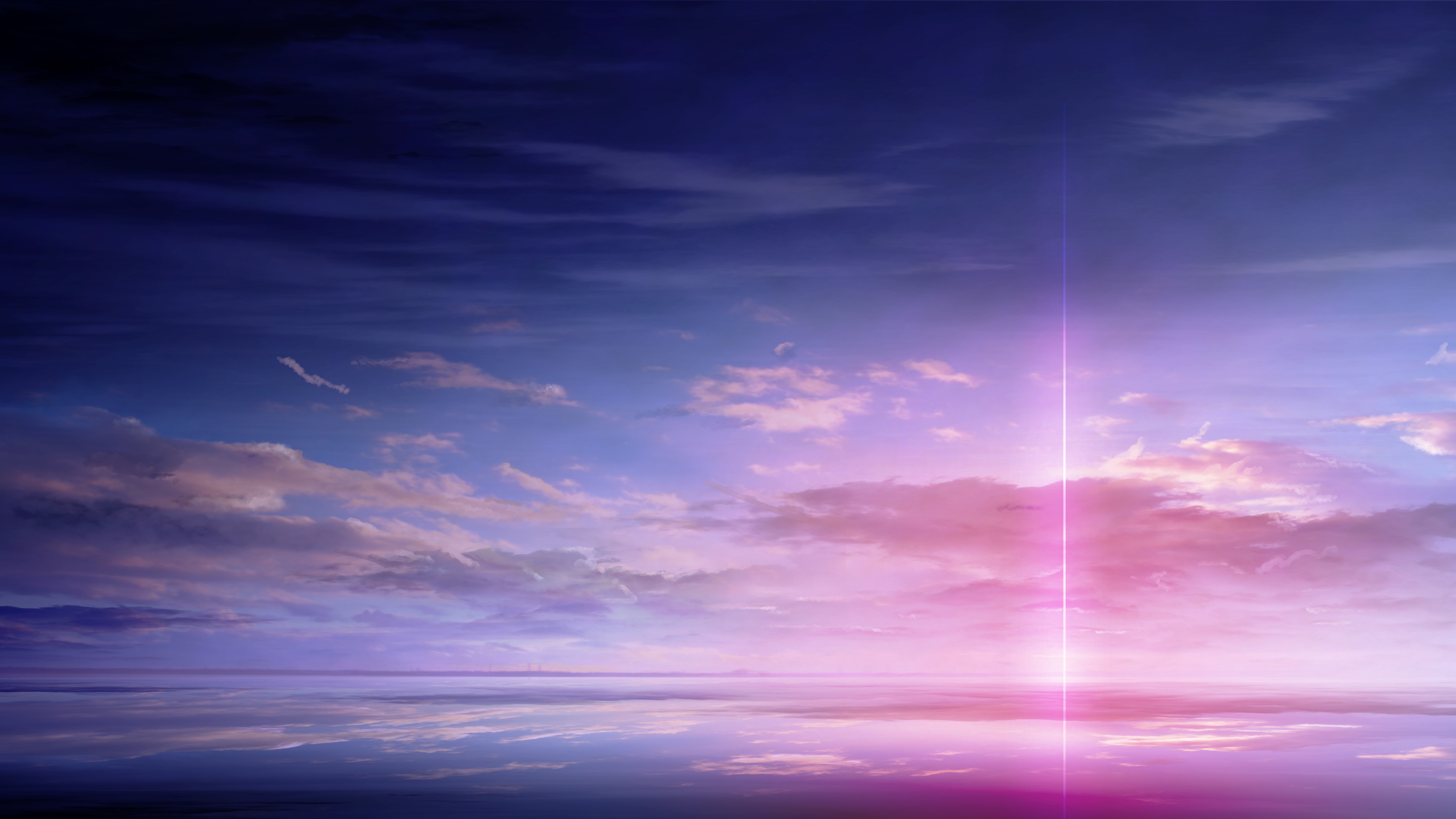 紫色 天空 景观 云彩 阳光 4K高清壁纸 5120×2880