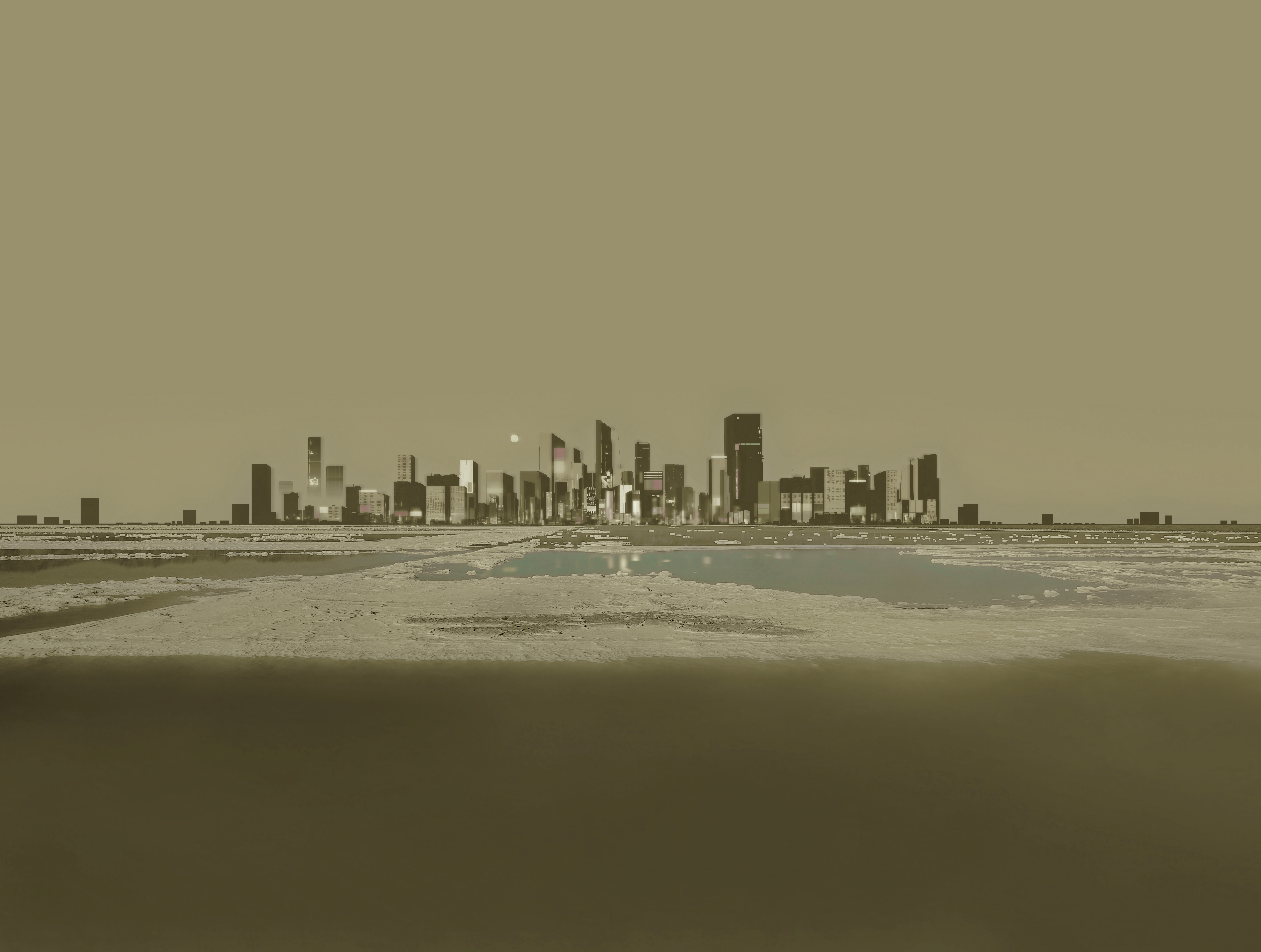 高清风景 插图 建筑 天空 水 城市 景观 摩天大楼 无水印壁纸 8777×6628