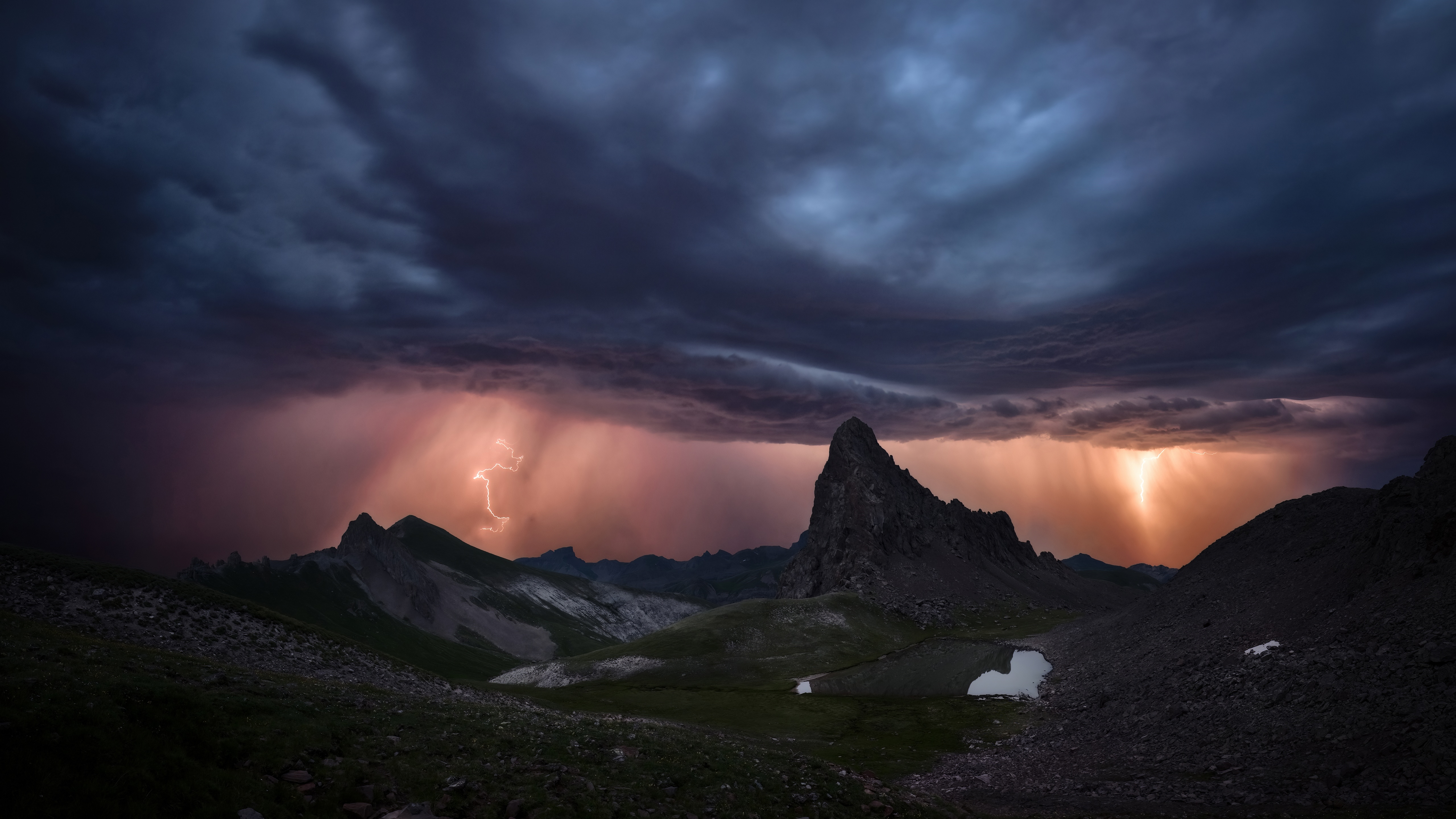摄影 风景 云 风暴 闪电 自然 环境 天空 岩石 4K高清壁纸 5120×2880