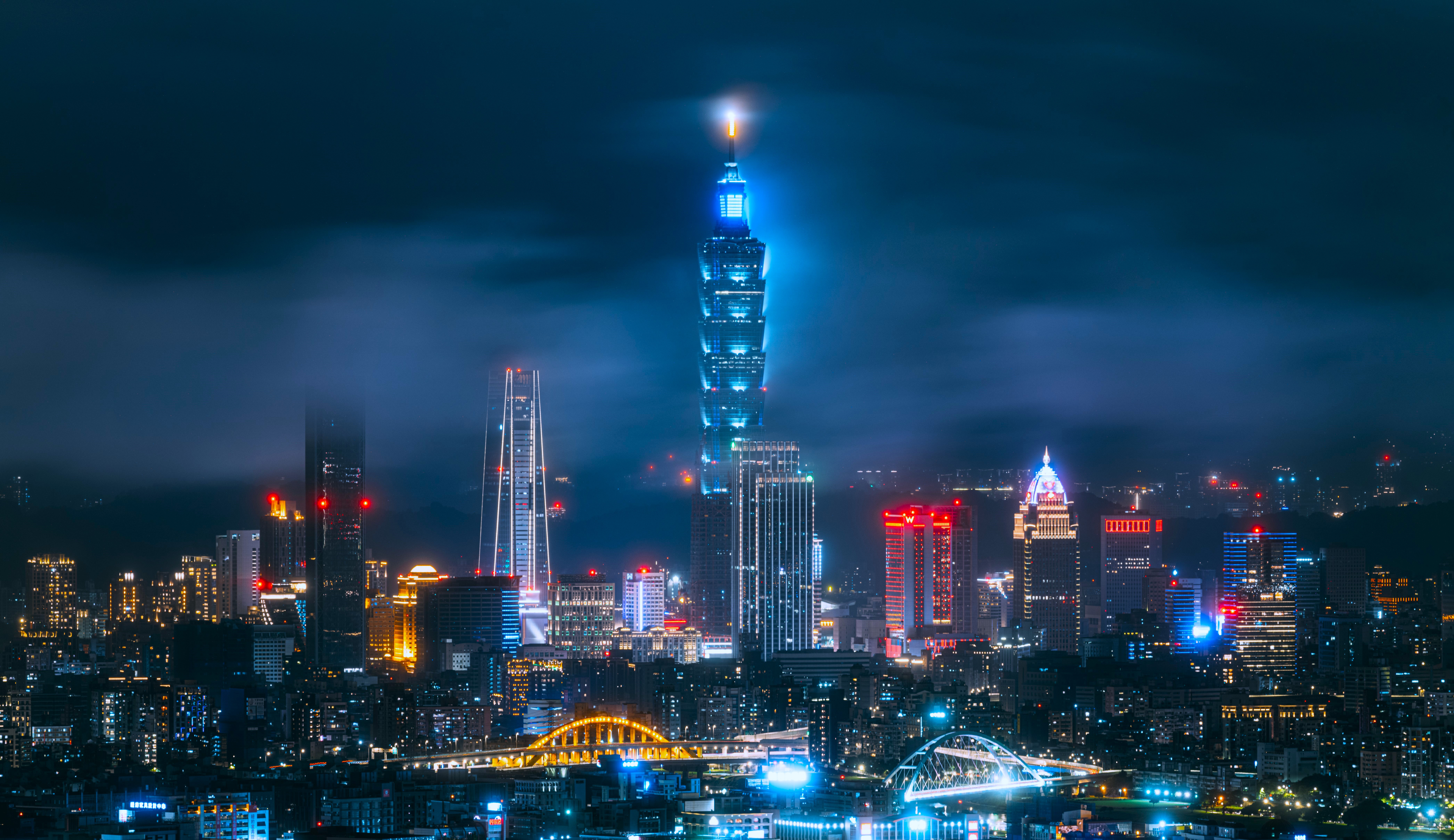永恒之光 景观 城市 夜 灯光 建筑 桥梁 公寓 手机壁纸 8368×4836