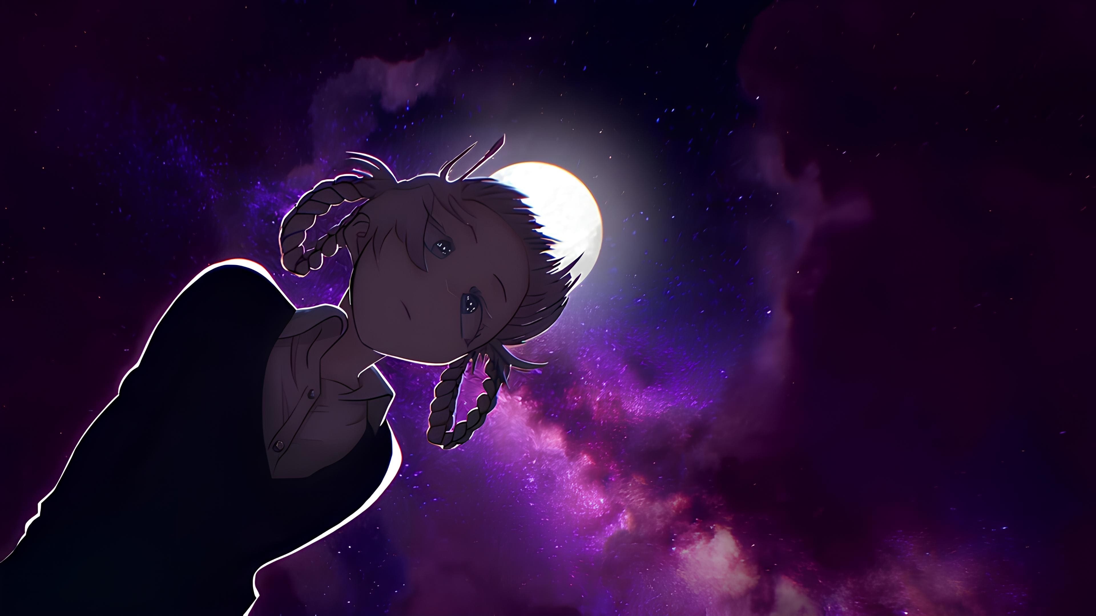 吸血鬼 女孩 动漫 夜 明星 4K高清壁纸 3840×2160