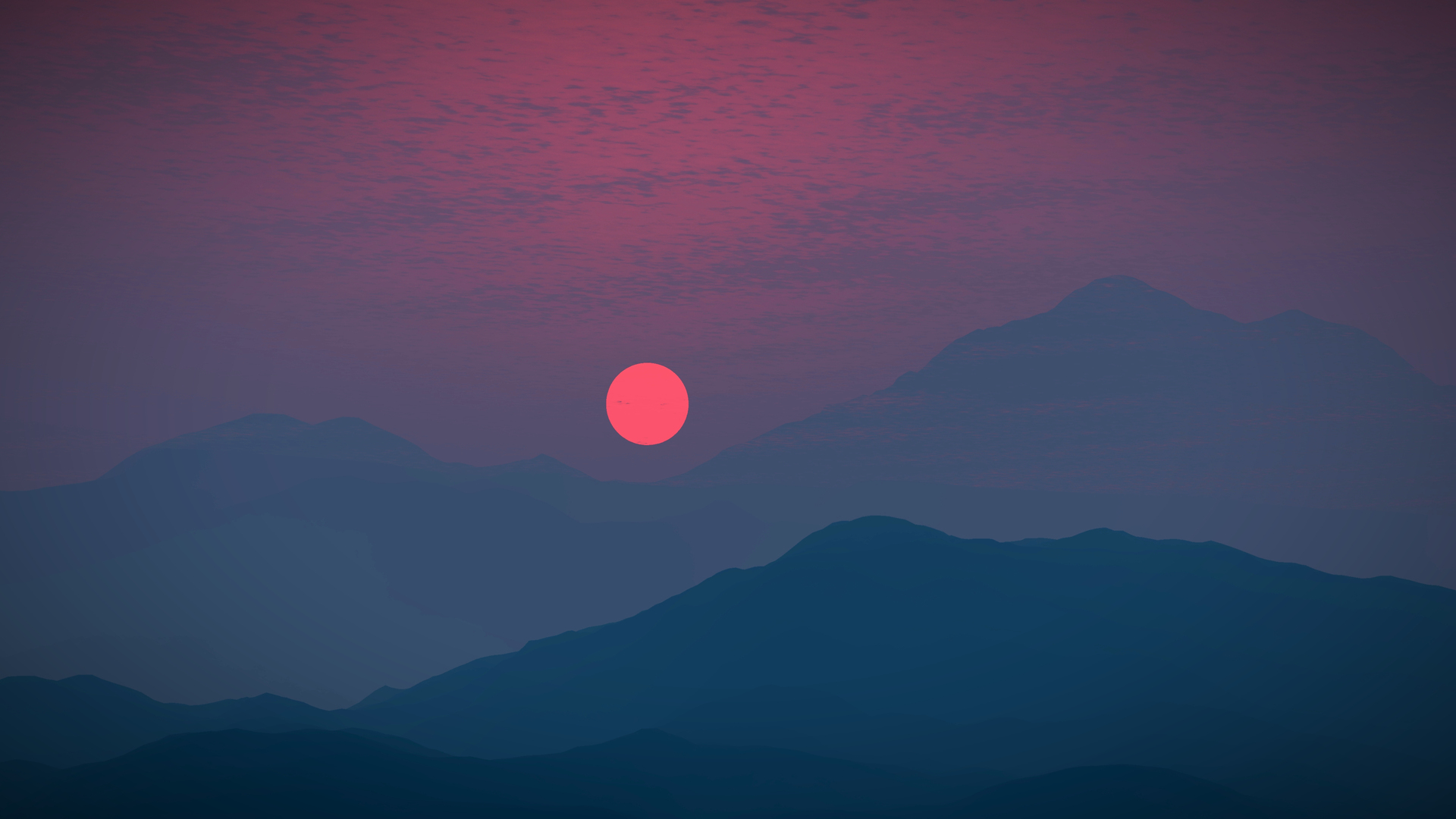 日落 山脉 太阳 剪影 天空 云 红太阳 自然 极简主义 手机壁纸 3840×2160