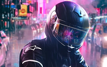 超清摩托车 夜间 雨 赛博朋克 机甲 游戏 电脑 壁纸 4320×2430