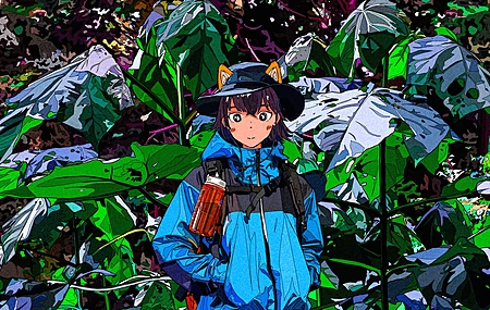 超清原创 角色 人物 兽耳 动漫 女孩 雨衣 绘画 电脑 壁纸 4390×2351