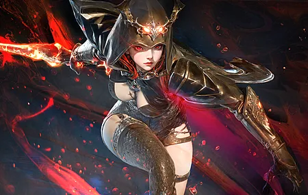 战士 幻想女孩 红发 女人 绘画 兜帽 幻想艺术 数字艺术 火 武器 盔甲 电脑 手机壁纸 3840×2160