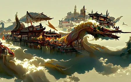 热门龙 中国建筑 云 中国龙 艺术 电脑 高清壁纸 4552×2560
