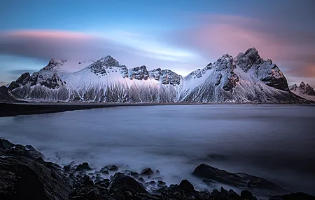 冰岛 维斯特拉宏峰 自然 风景 海洋 薄雾 4K高清壁纸 3840×2160