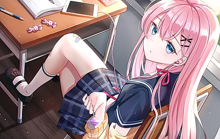 唯美爱伦 动漫 动漫女孩 校服 教室 棒棒糖 手机壁纸 3840×2160