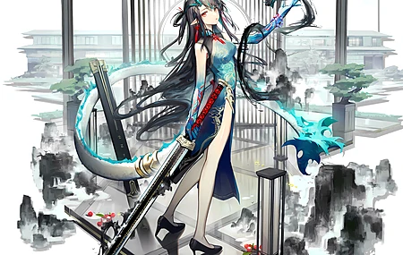花娘黑图 武士 动漫游戏 动漫女孩 黄昏 龙女 中国服饰 壁纸 3840×2160