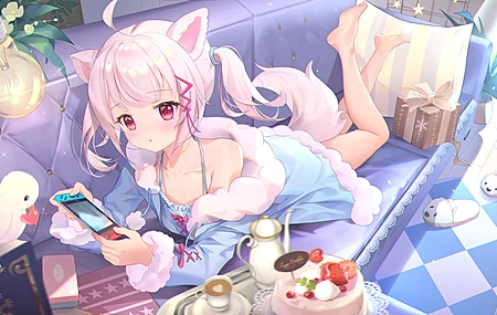 索姆娜 动漫女孩 兽耳 尾巴 任天堂 萝莉 壁纸 3920×2206