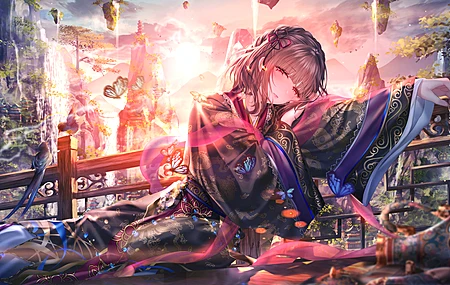 黑发 红眼 动漫 肖像 腮红 中国服装 奇幻艺术 壁纸 3840×2160