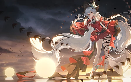 唯美长发 红眼睛 白发 动漫 动漫女孩 帽子 神枪手 斯卡迪 4K壁纸 3840×2160