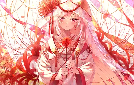 超清新娘 长发 金发 红眼睛 动漫 动漫女孩 虚拟 服装 无水印壁纸 3840×2160