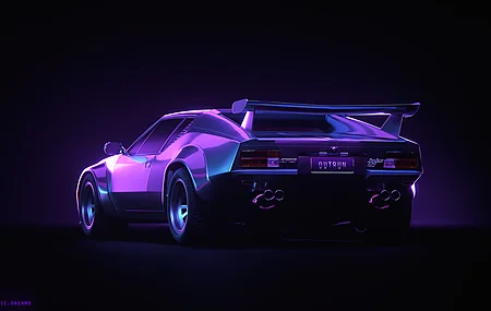 高清AI艺术 插图 紫色 汽车 炫酷超跑原型 桌面壁纸 3840×2160