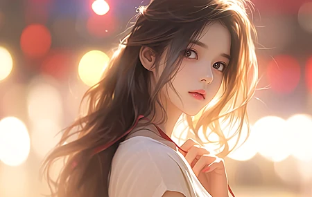 长发 可爱 动漫 美女 回眸 壁纸 3840×2160