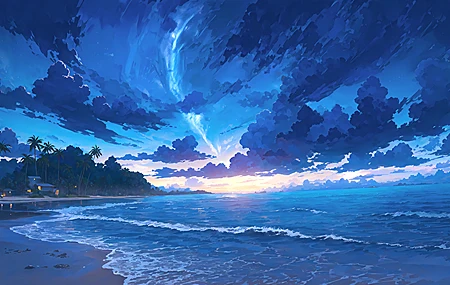 绝美余霞 海边 风景银河 星海 壁纸 3840×2160