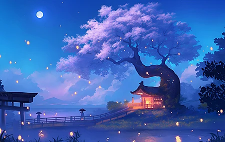 经典树屋 唯美 月光 风景 壁纸 3840×2160