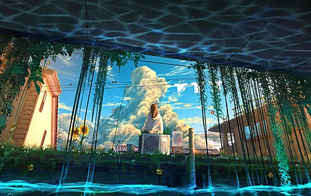 金发 女性 长发 钓竿 天空 水流 云海 草地 空调 向日葵 洗衣 电线 绘画 葡萄藤 积云 壁纸 4472×2520