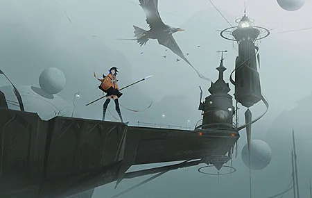 绝美灰色 魔塔 海鸥 老鹰 长枪 男孩 女孩 星球 4K壁纸 3840×2303