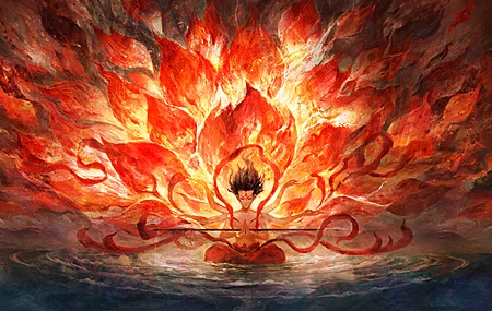 精选哪吒 拳头 燃烧 火焰 魔童闹海 生气 火莲花 高清 高清壁纸 3840×2400