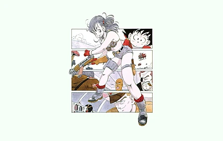 绝美马尾辫 漫画 龙珠 孙悟空 眼罩 军装 制服 布尔玛 简单背景 白色背景 机关枪 比基尼 短裤 武器 牛仔 靴子 雪茄 桌面壁纸 5120×2880
