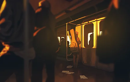 人们 动漫 女孩 岩石 男孩 吉他 地铁 阳光 灯光 效果 景深 手机壁纸 4050×2400