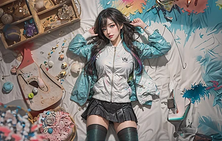 经典模特 蓝眼睛 躺下 仰卧 艺术 俯视 壁纸 3840×2160