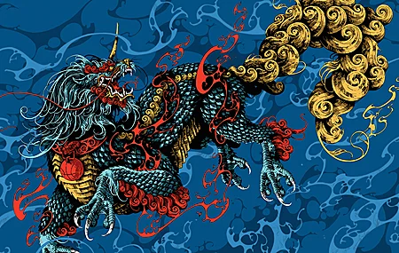 绚丽生物 龙 神话 图案 云 数字艺术 桌面壁纸 3840×2160