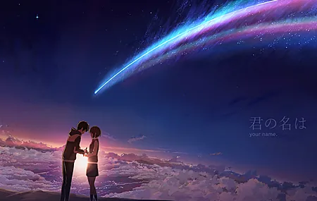 超清动漫 天空 女孩 男孩 你的名字 流星 彗星 壁纸 3840×2160