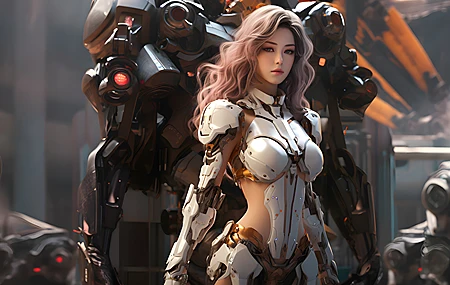 女人 长发 站立 卷发 人工智能 机器人 AI艺术 技术 壁纸 3840×2160