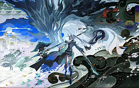 长发 飞奥 武器 动物 耳朵 龙 手机壁纸 4096×2304