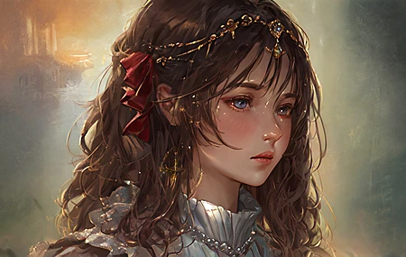 经典女性 艺术 AI艺术 插图 女孩 长发 卷发 壁纸 3840×2160