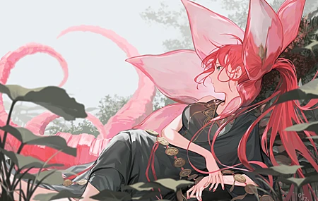 精选石鸟 红发 马尾辫 动漫 女孩 连衣裙 高清壁纸 4093×2894