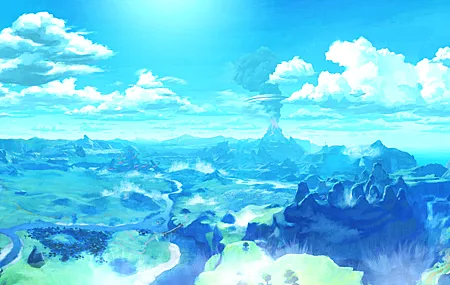 塞尔达传说 荒野之息 游戏CG 青色 壁纸 5000×2654