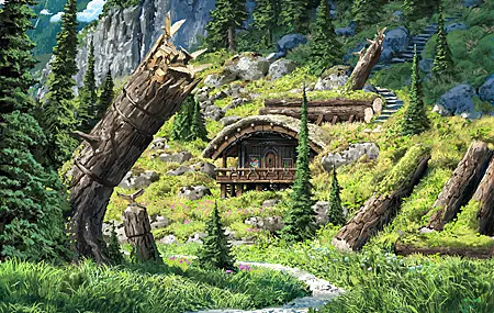 自然 树木 小屋 小溪 壁纸 4096×3519
