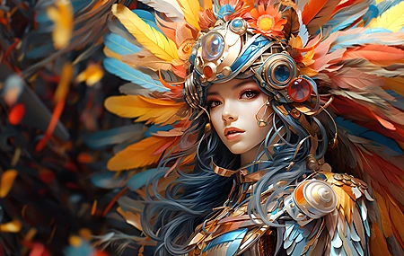 热门女人 艺术 羽毛 AI艺术 手机壁纸 3840×2160