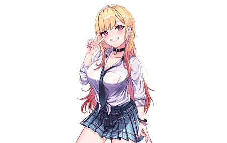 经典红眼睛 金发女郎 玩偶 动漫女孩 白色背景 简单背景 高清壁纸 7680×4320