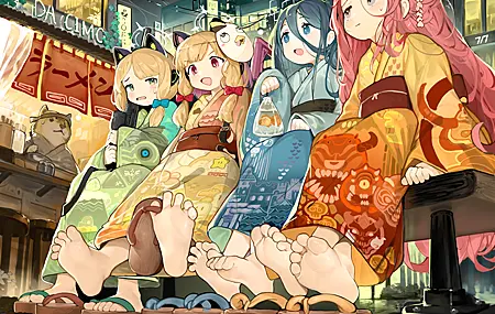 脚 动漫女孩 蓝色档案 和服 萝莉 节日 桌面壁纸 4096×2793