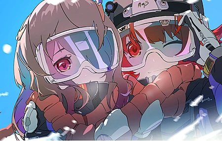 动漫女孩 动漫 滑雪 围巾 壁纸 7453×2423
