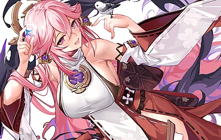 原神 粉色头发 动漫 动漫女孩 白色背景 4K高清壁纸 4912×2894