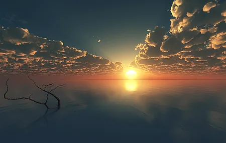 自然 风景 云 天空 AI艺术 太阳 日落 海洋 地平线 高清壁纸 3840×2160