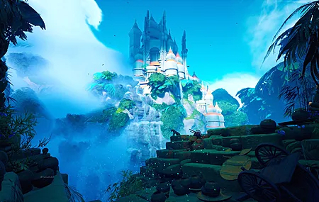 AI艺术 城堡 瀑布 风景 奇幻艺术 高清壁纸 3840×2160