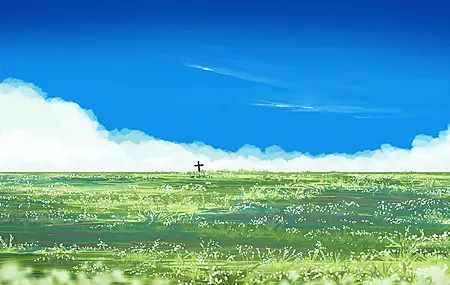 热门草 天空 云 十字 高清壁纸 5640×2400